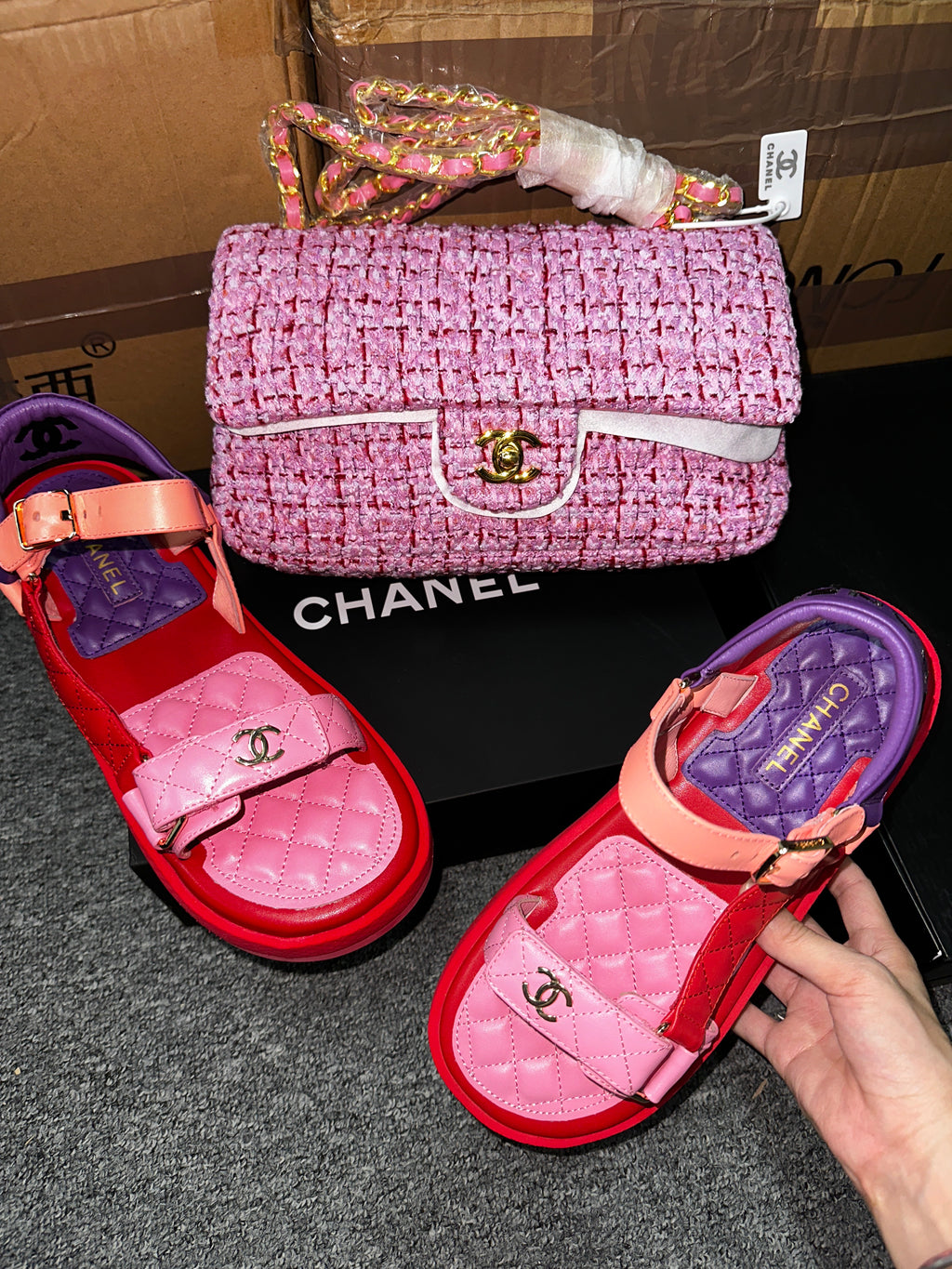 Multi color Sandals & Bag Set