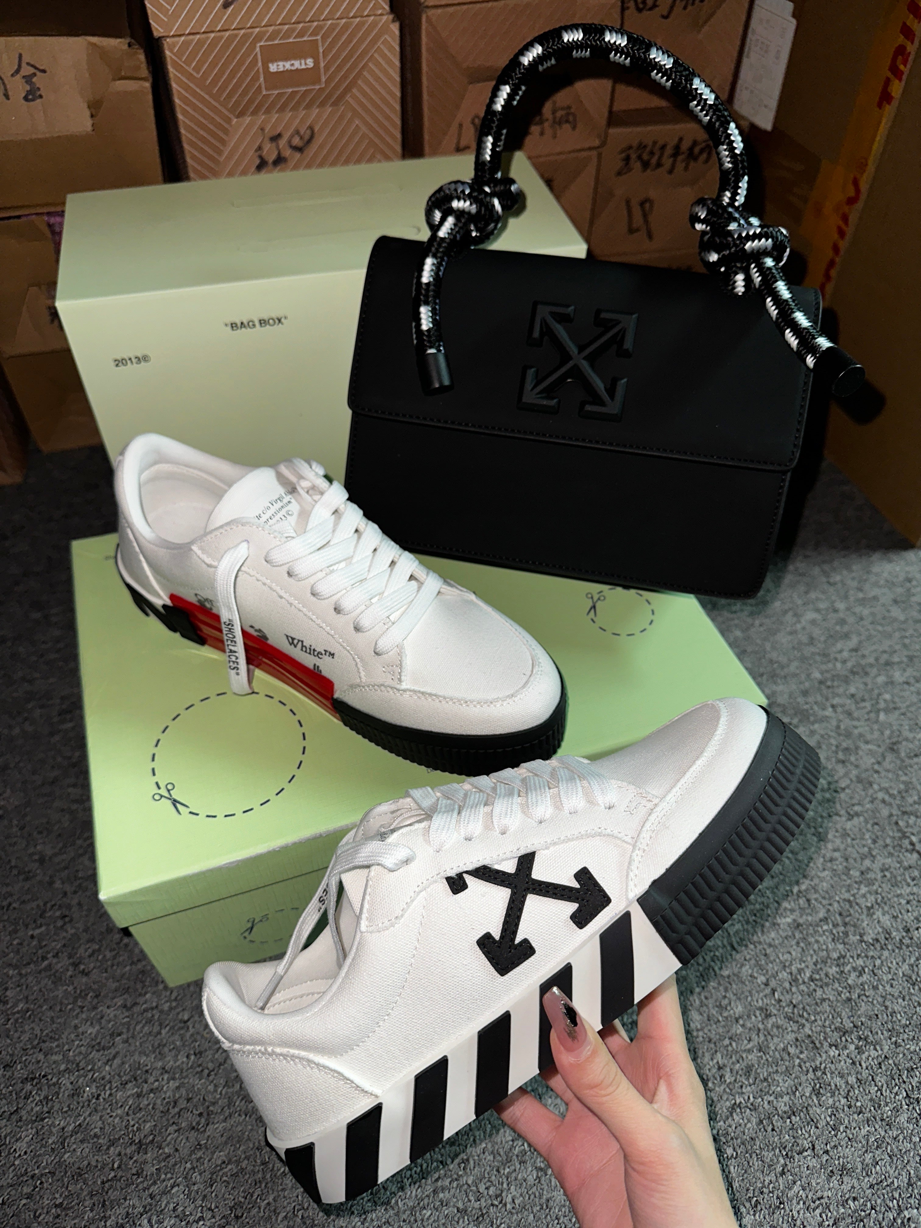 Whte Sneakers & Bag Set