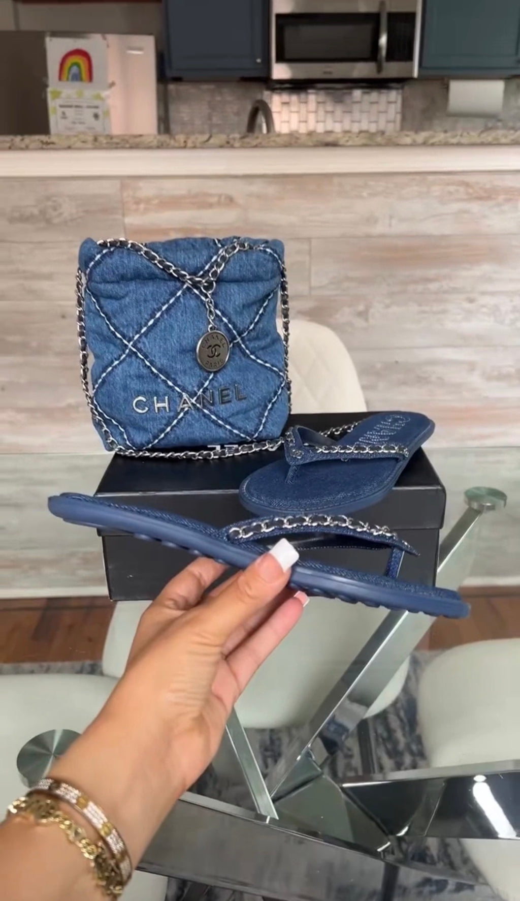 Denim Bag & Sandals Set