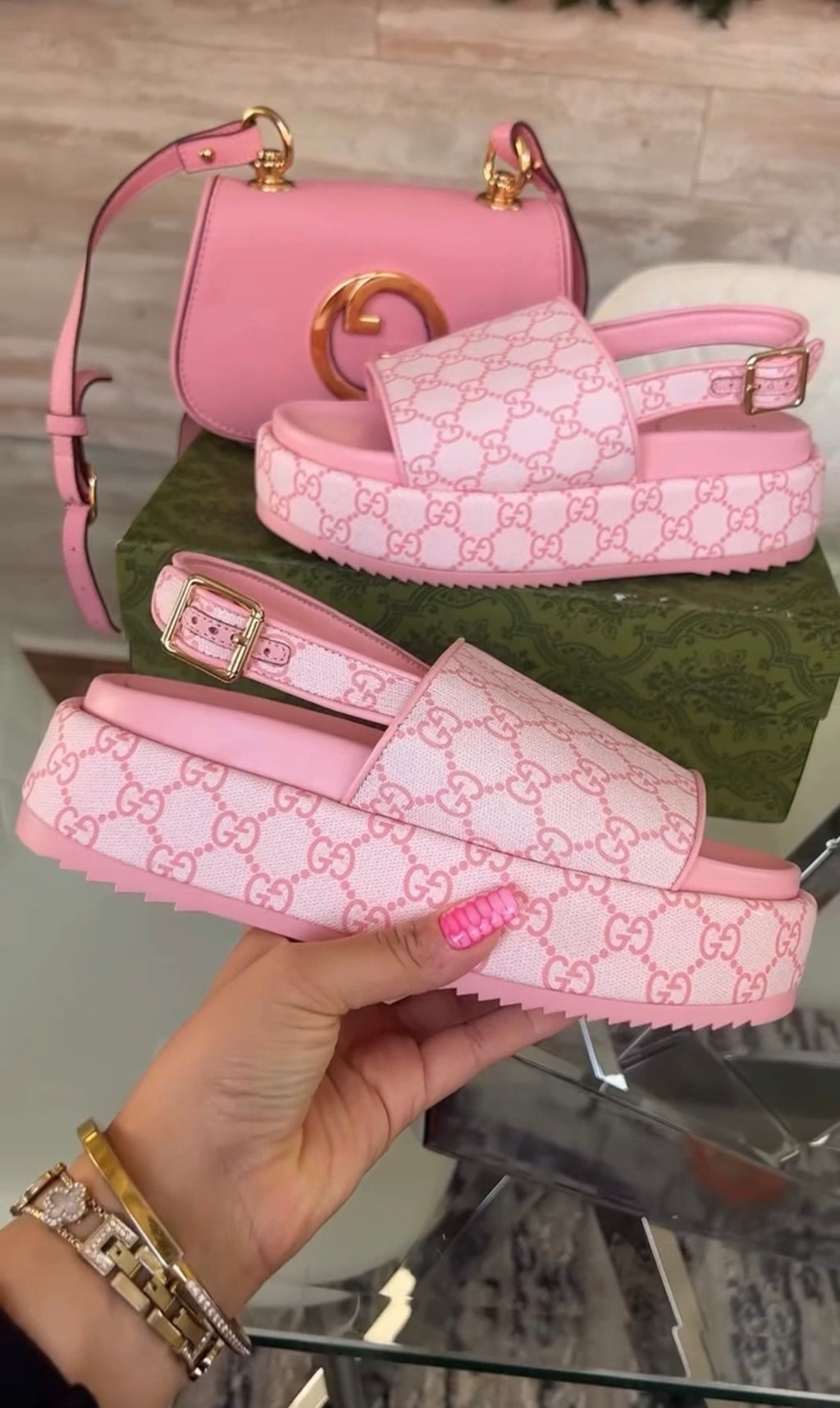 Pink Bag & Sandals Set