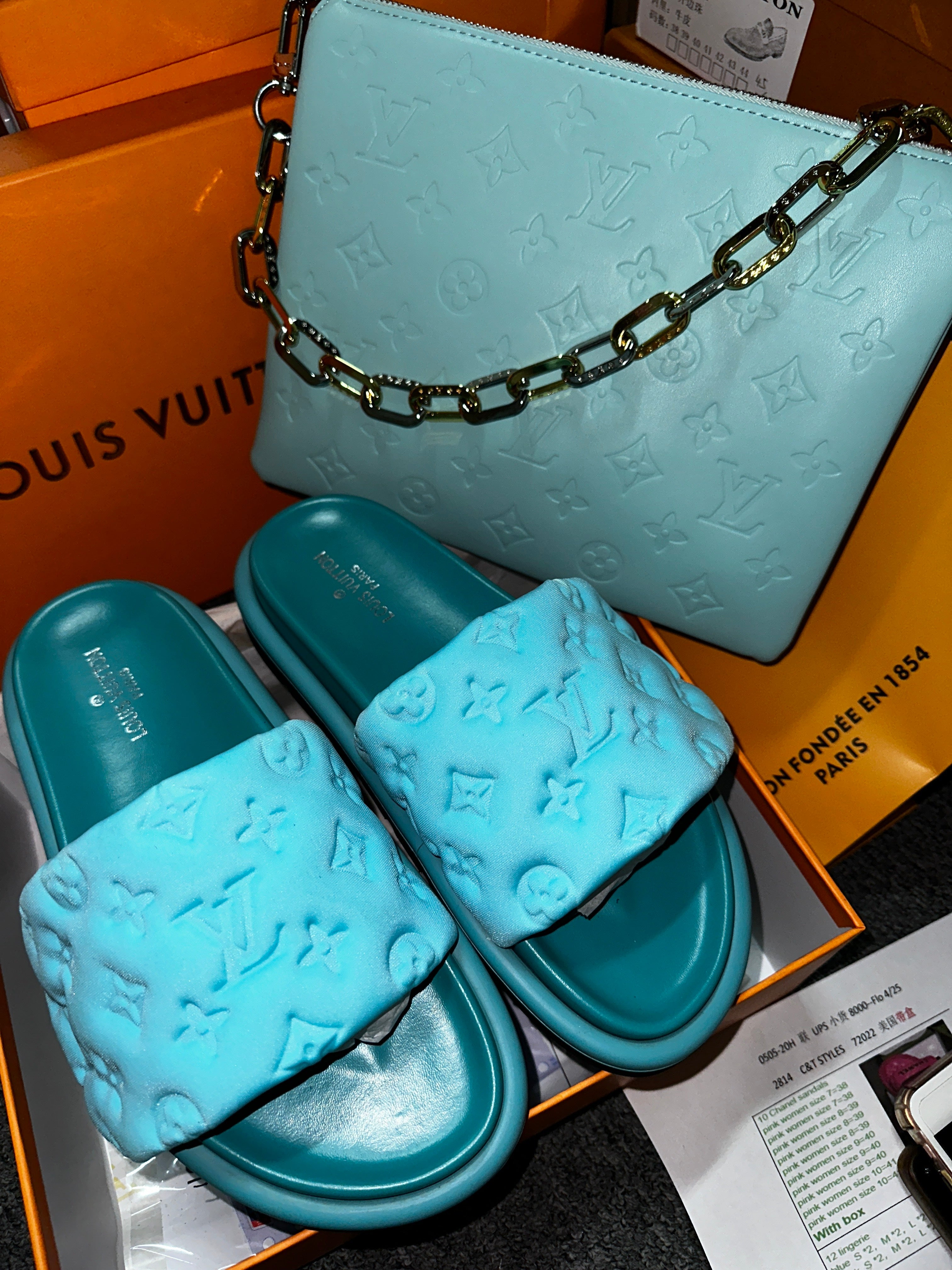 Teal Blue Sandals & Bag Set