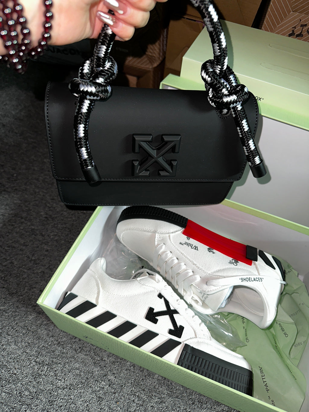 Whte Sneakers & Bag Set