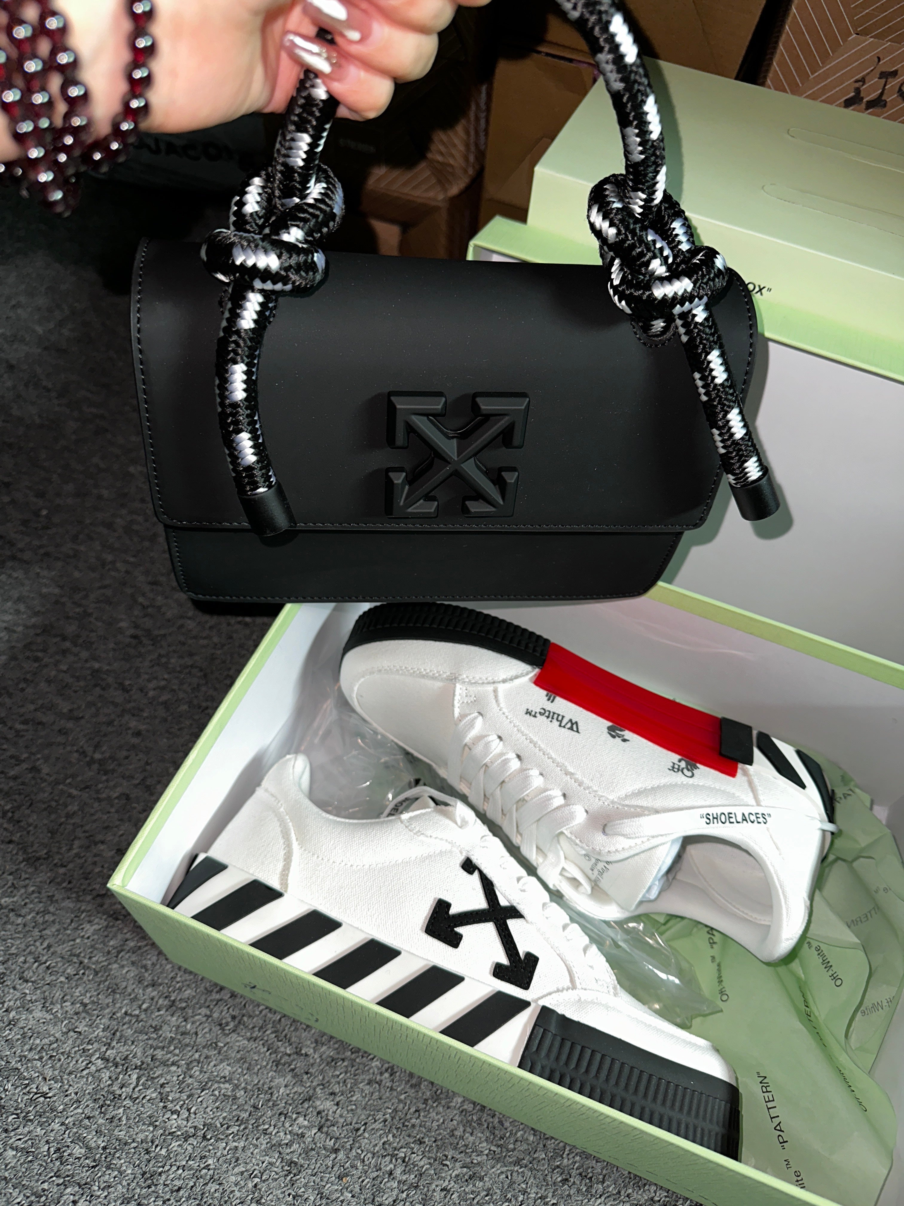 Whte Sneakers & Bag Set
