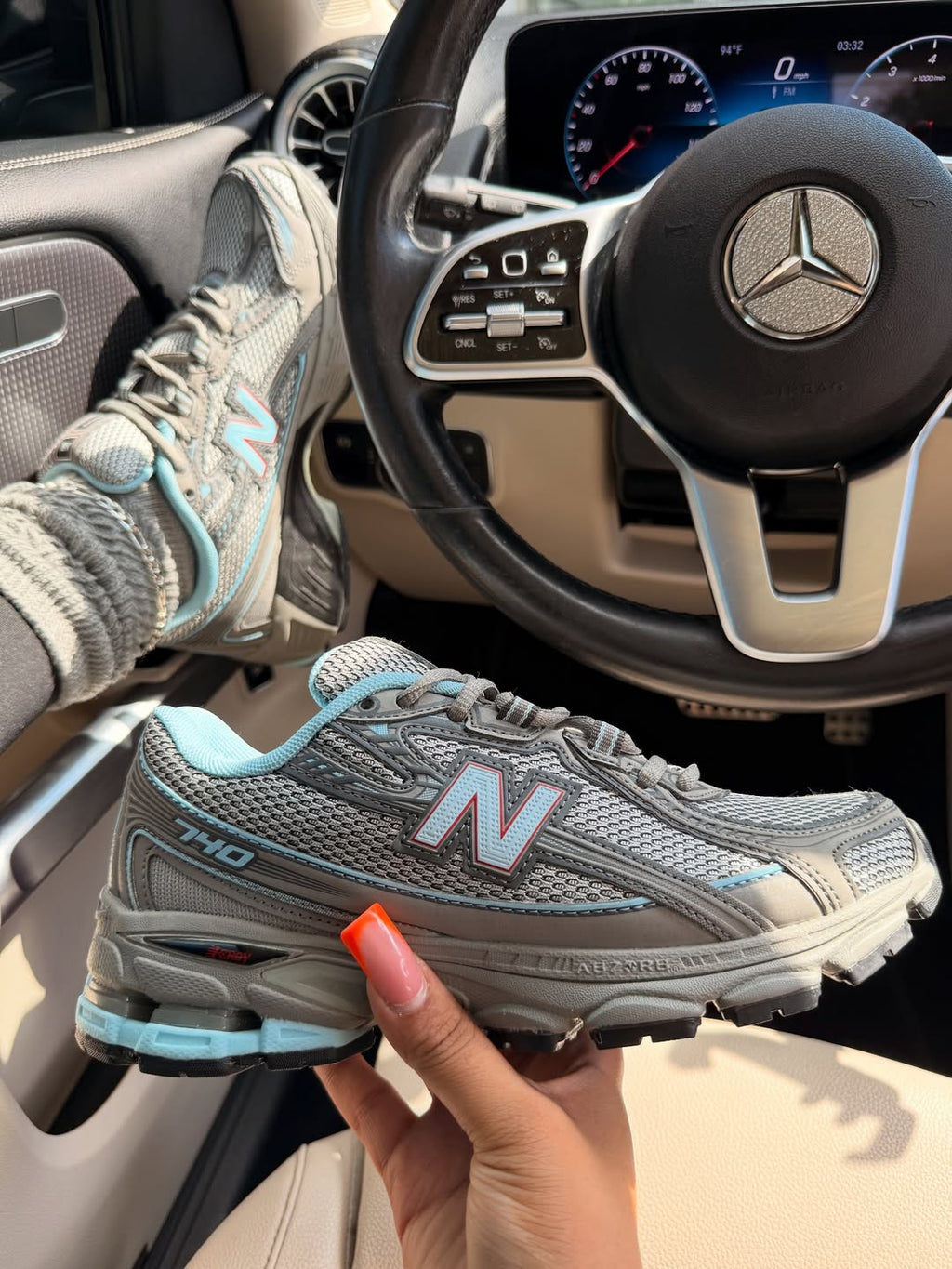 Grey & Blue 740 Sneakers