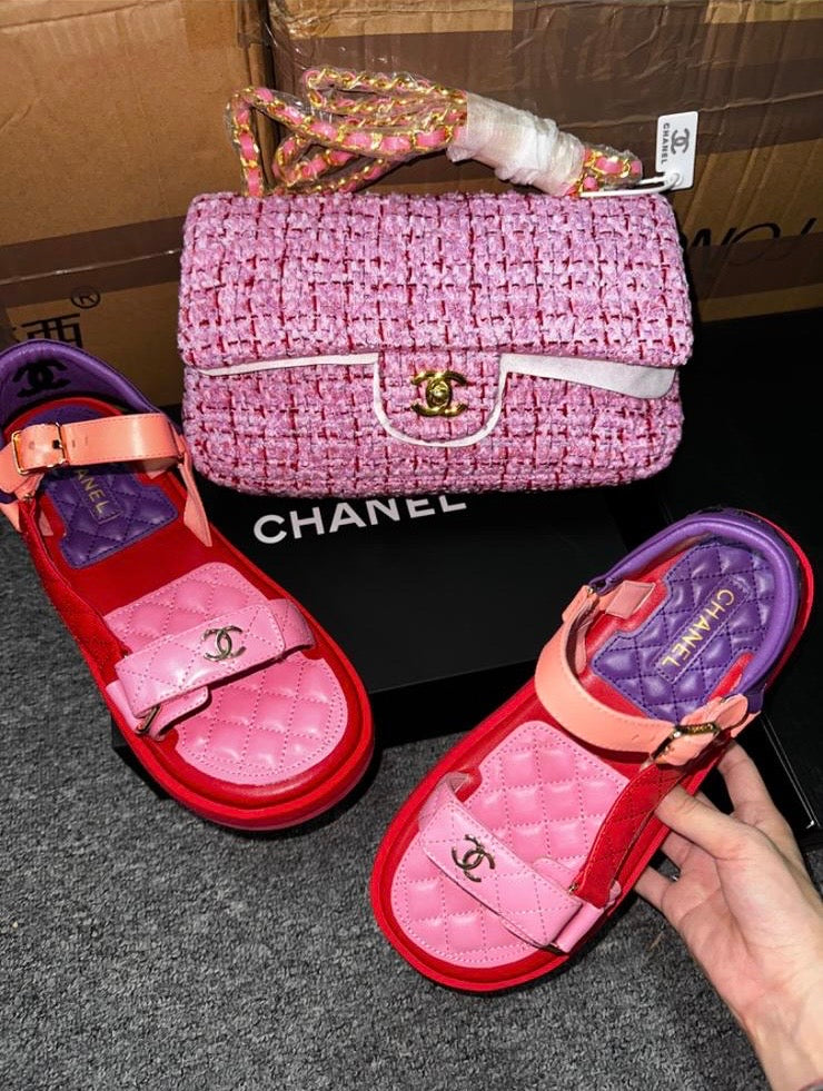 Multi color Sandals & Bag Set