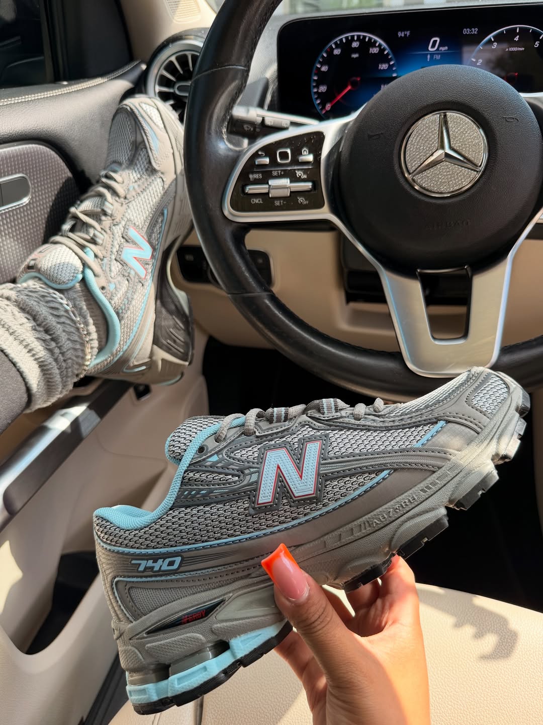 Grey & Blue 740 Sneakers