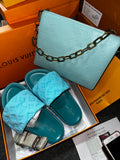 Teal Blue Sandals & Bag Set