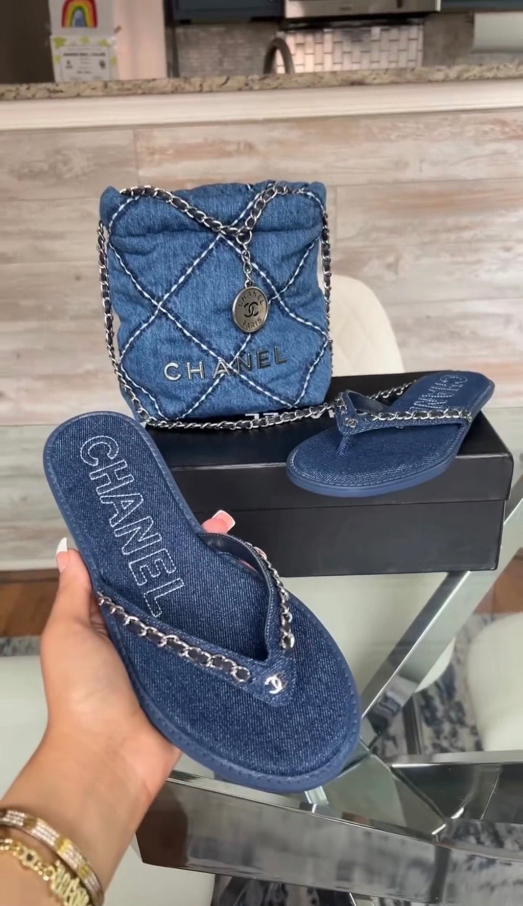 Denim Bag & Sandals Set