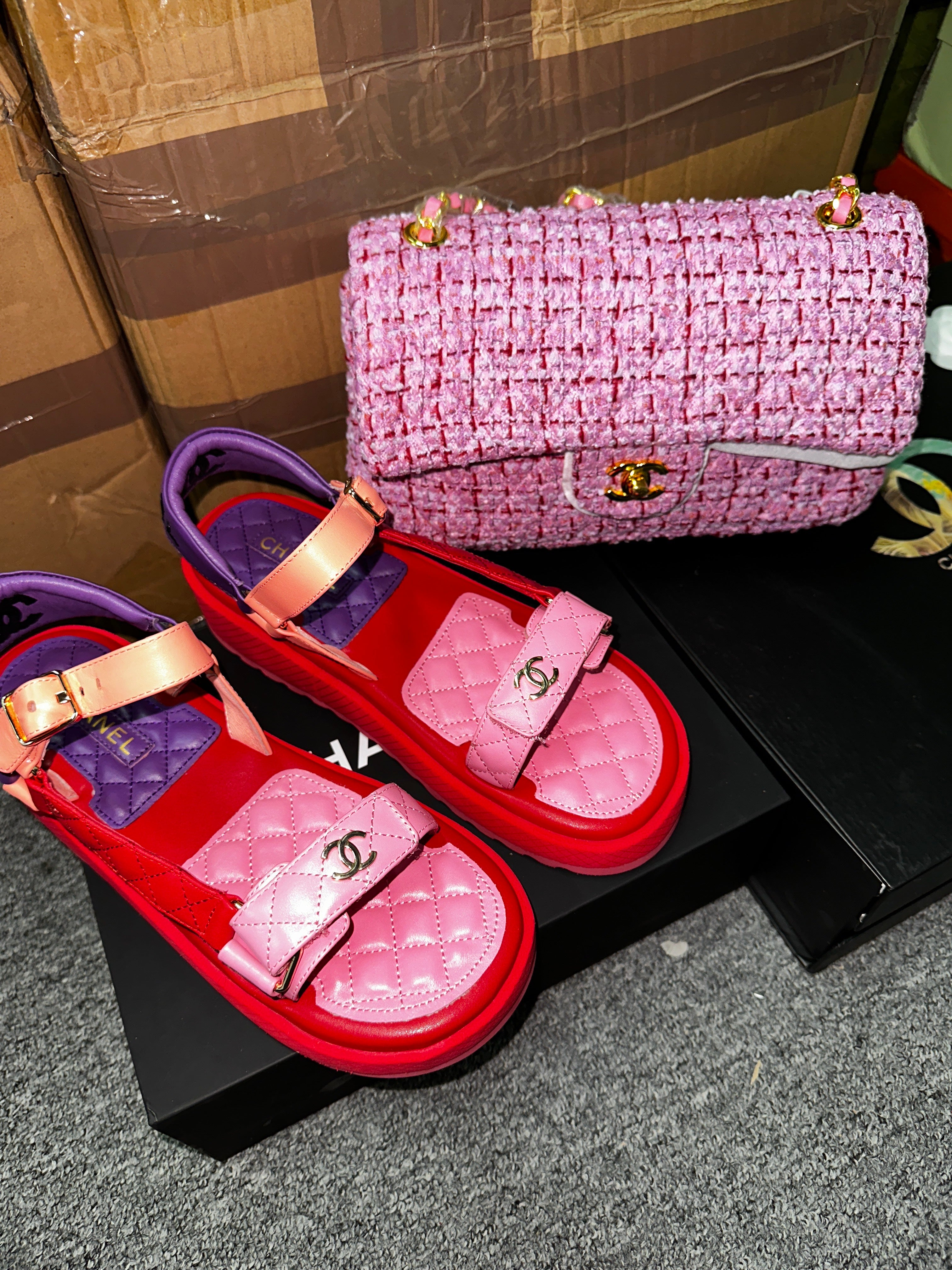 Multi color Sandals & Bag Set