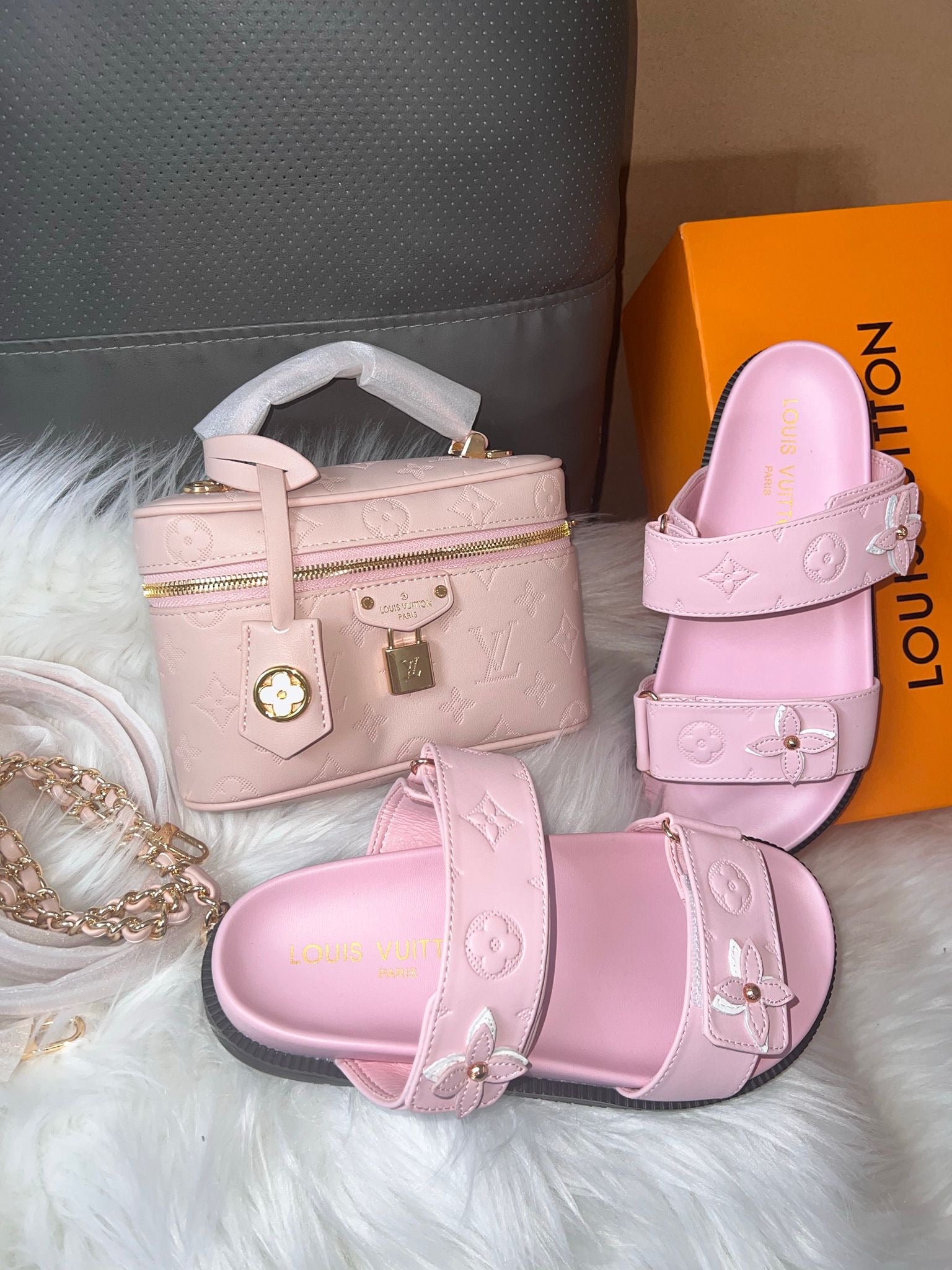 Pink Sandals & Bag Set