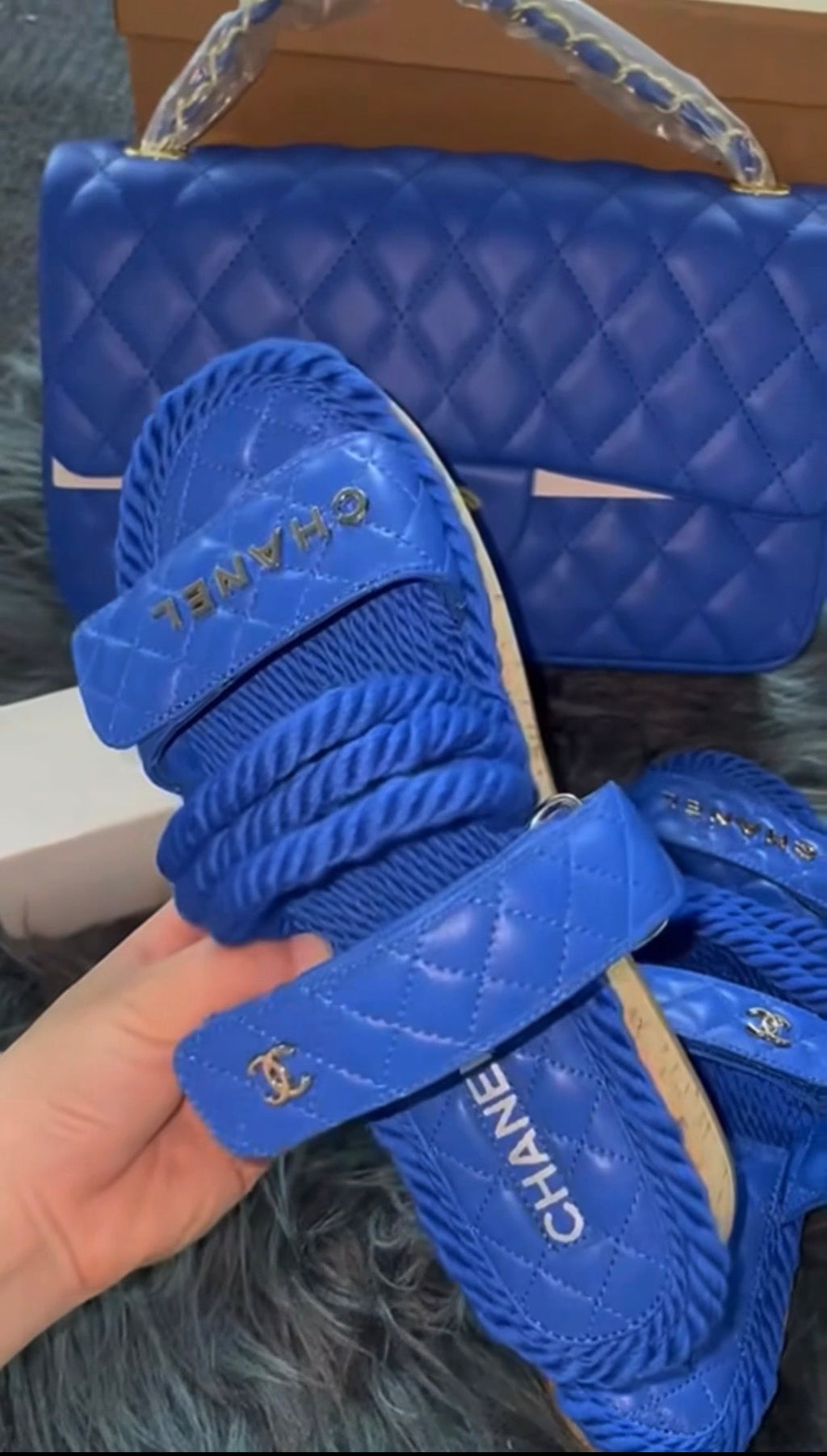 Blue Sandals & Bag Set