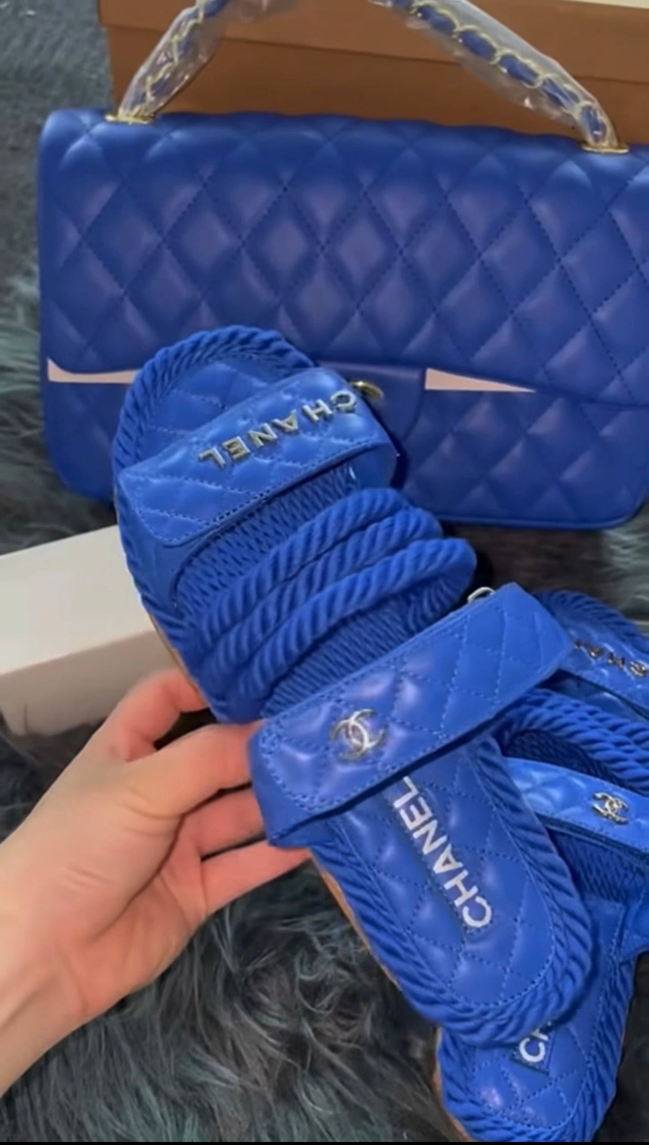 Blue Sandals & Bag Set