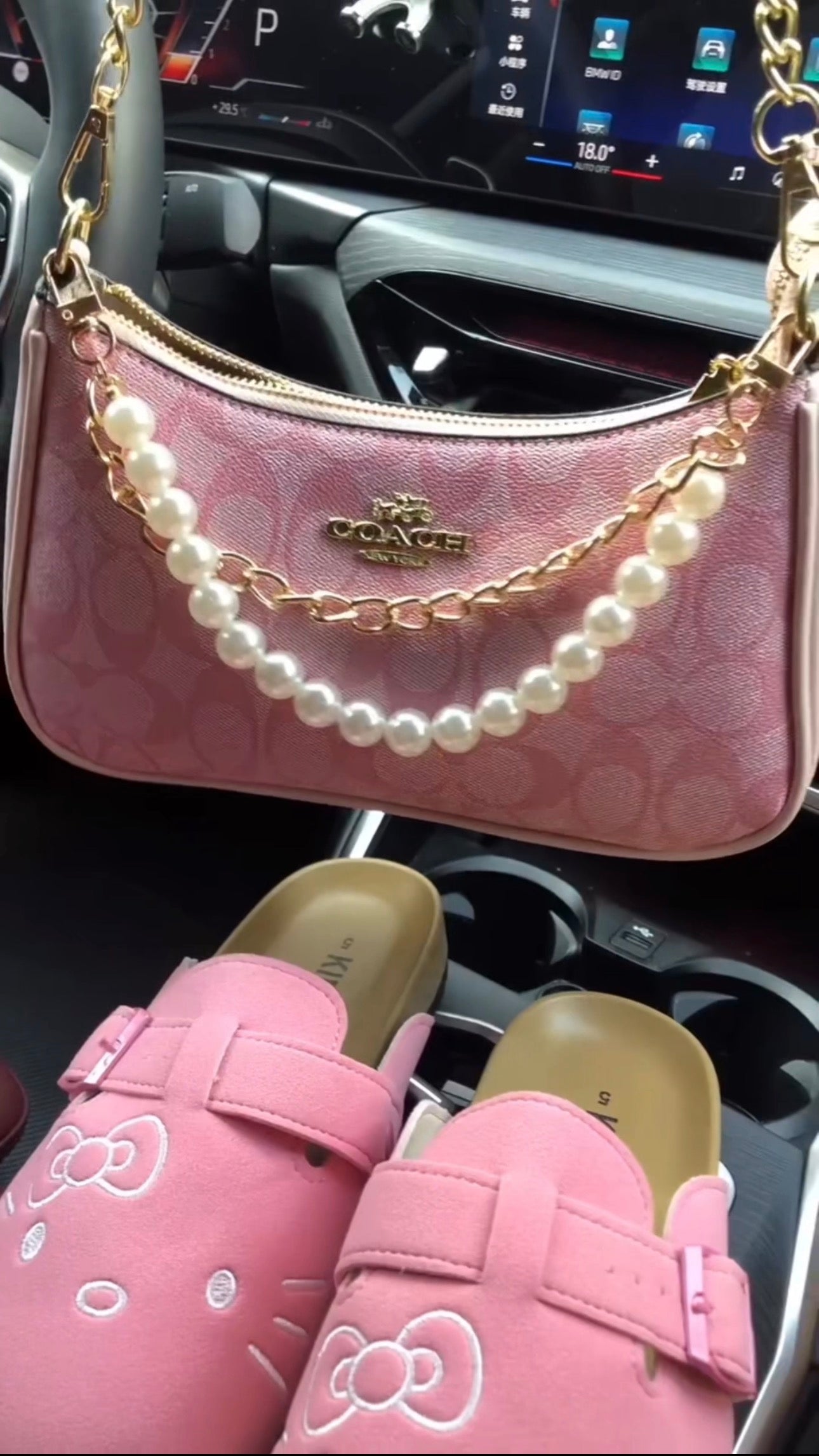 Pink mules & Purse Set