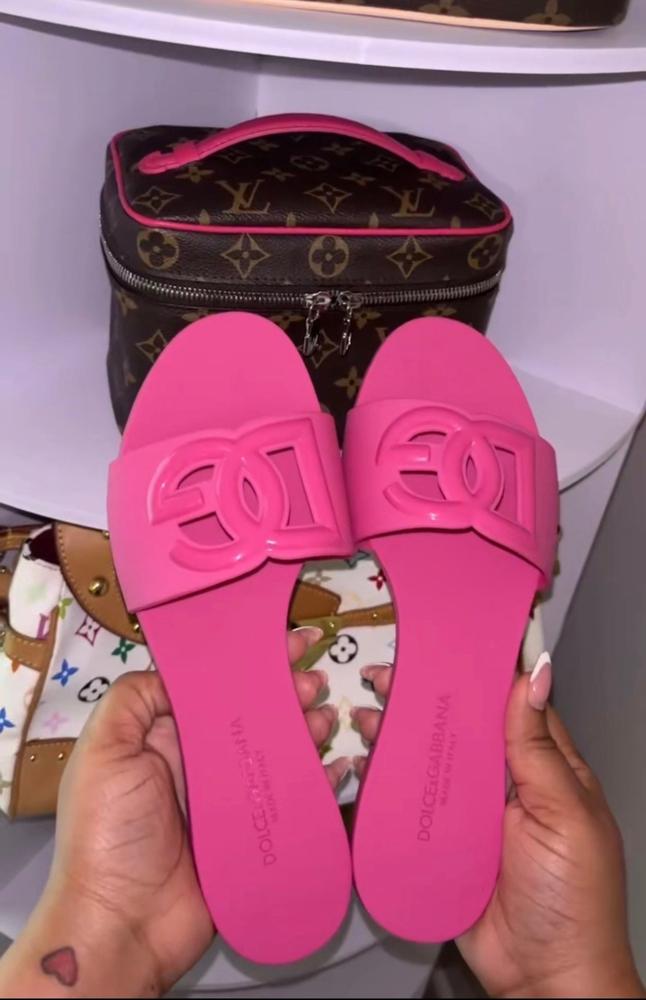 Pink Sandals & Vanity Bag Set