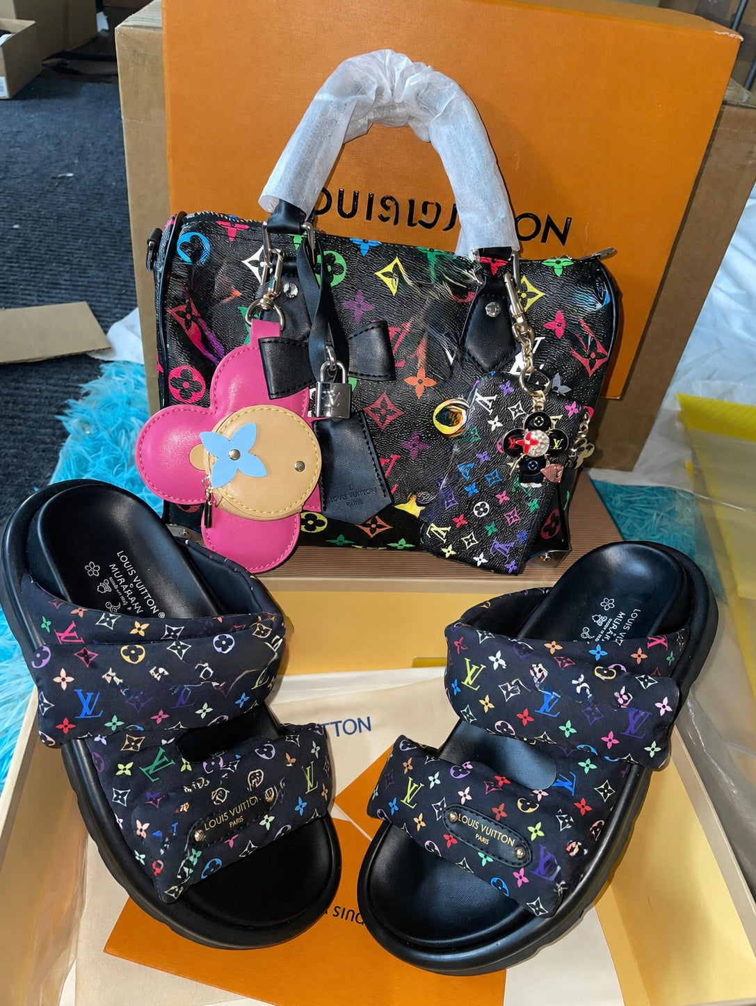 Luxe monogram sandals & Bag Set