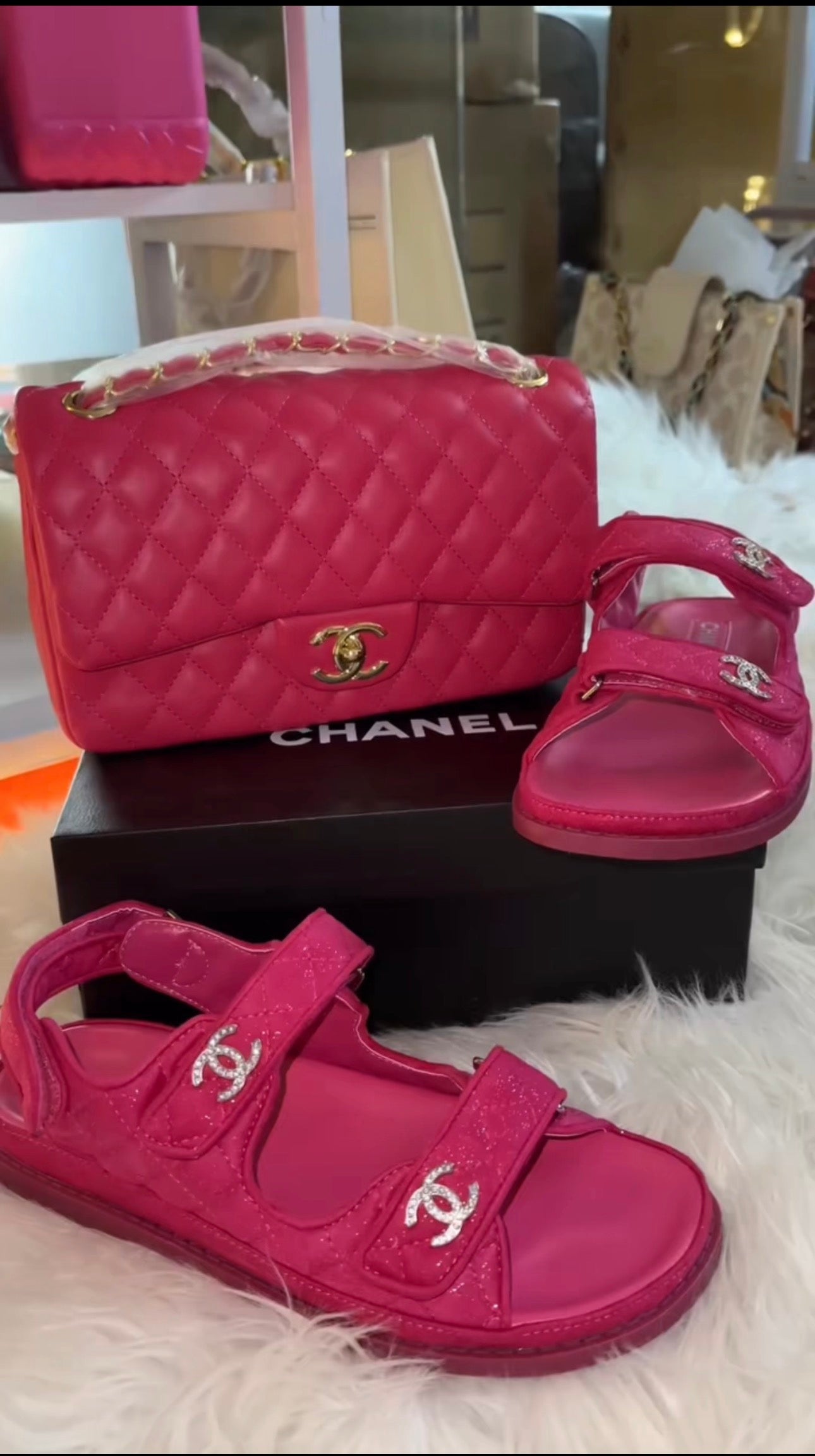 Pink Sandals & Bag Set