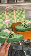 Green Damier Golf Sneakers & Bag Set