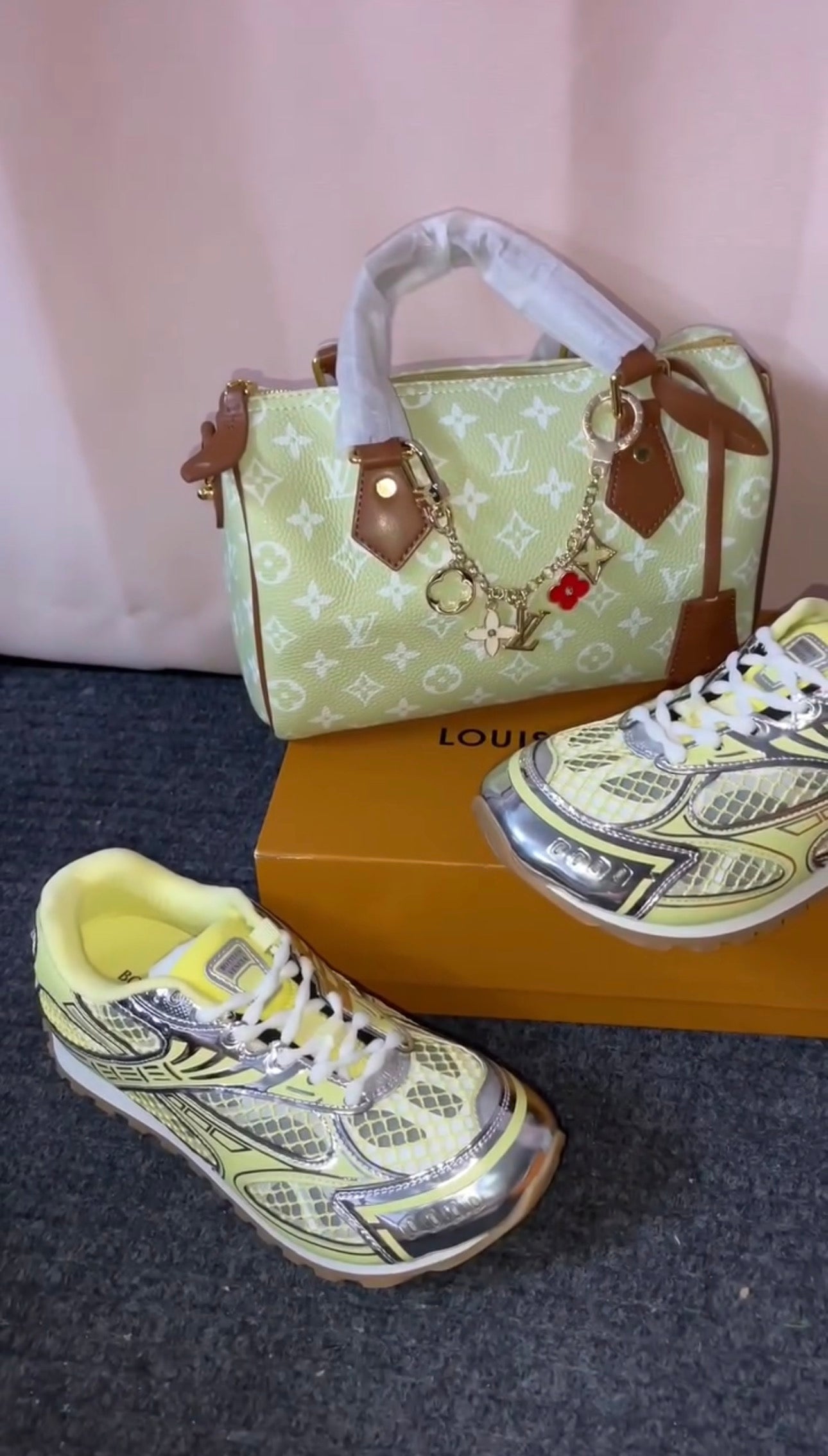 Light Green Bag & Galaxy Sneakers