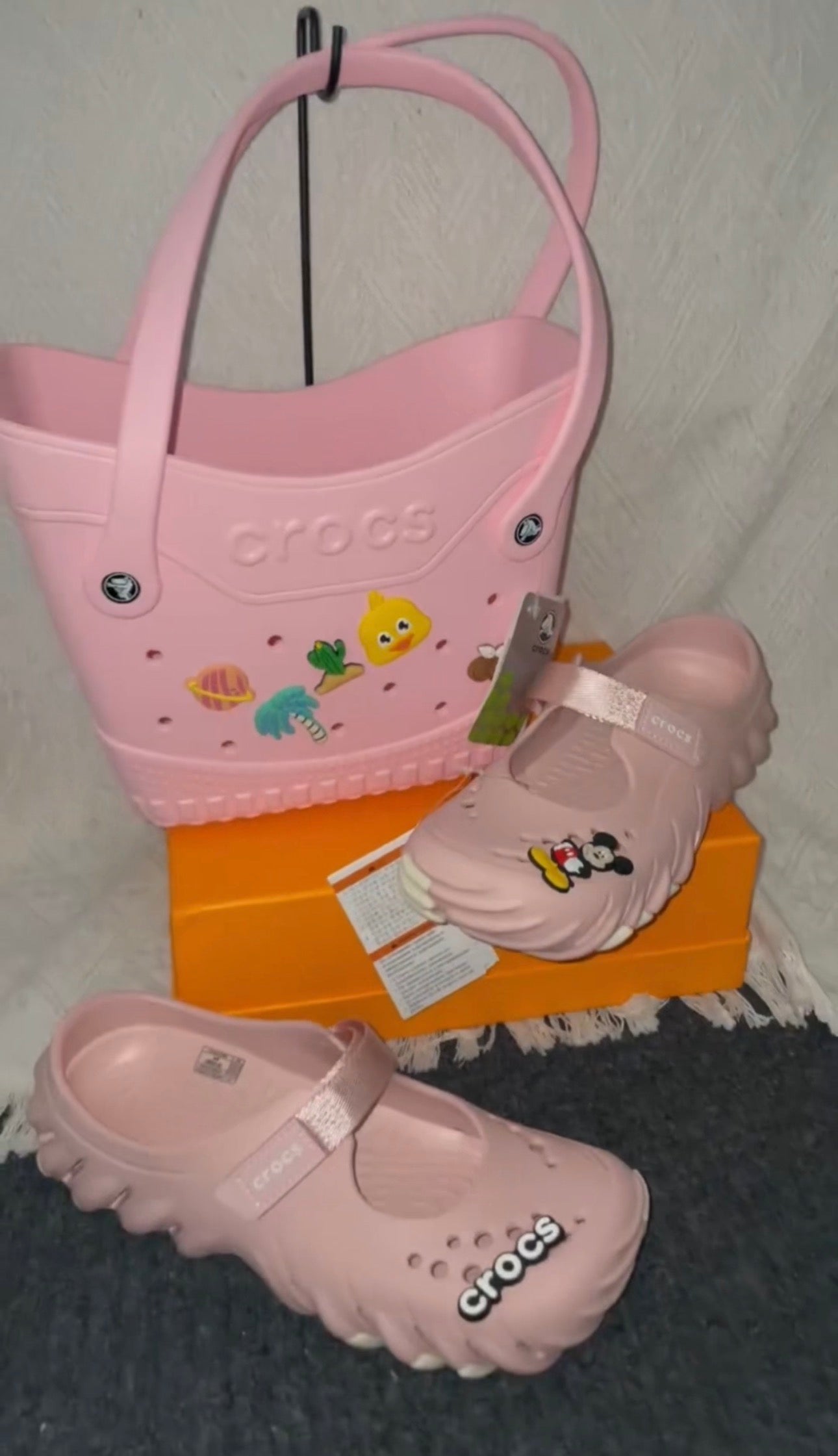 Pink Flats & Beach Bag