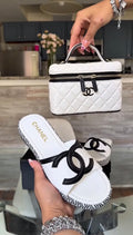 White/Black Sandals & Bag Set